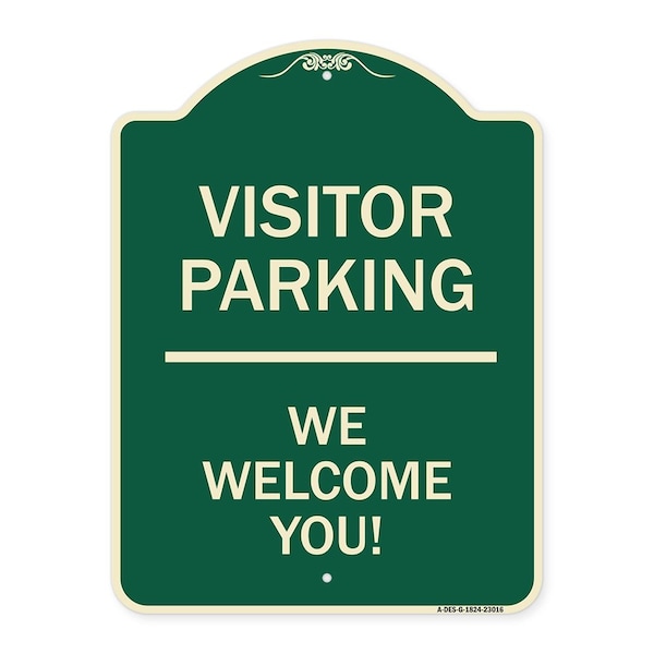 Reserved Parking Visitor Parking We Welcome You! Heavy-Gauge Aluminum Sign, 24" x 18", G-1824-23016